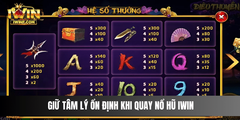 Giữ tâm lý ổn định khi quay Nổ Hũ IWIN