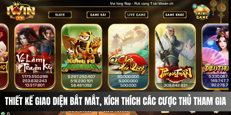 Thiết kế kungfu panda iwin có giao diện bắt mắt, kích thích các cược thủ tham gia